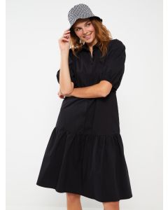 Plain Short Sleeve Poplin Women's Shirt Dress