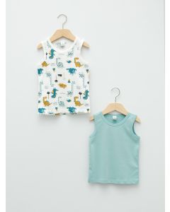 Crew Neck Cotton Baby Boy Undershirt 2 Pieces