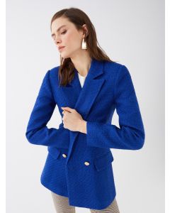 Women's Front Button Closure Plain Blazer Jacket