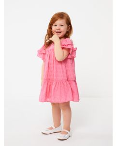 Crew Neck Self-Patterned Baby Girl Dress