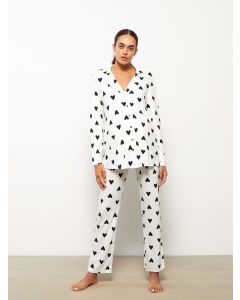 Shirt Neck Patterned Long Sleeve Maternity Pajama Set