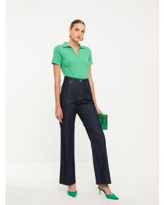 High Waisted Straight Women's Denim Trousers