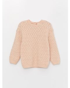 Crew Neck Patterned Baby Girl Knitwear Sweater