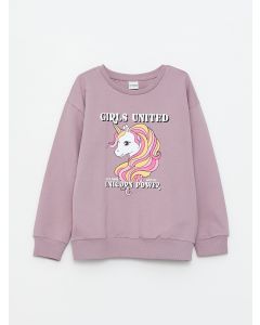 Crew Neck Printed Long Sleeve Girl Sweatshirt