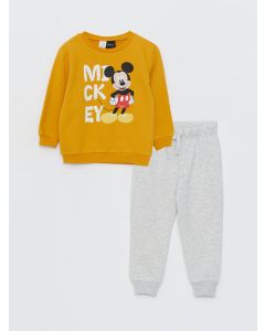 Crew Neck Long Sleeve Mickey Mouse Printed Baby Boy Sweatshirt and Sweatpants 2-Pack Set