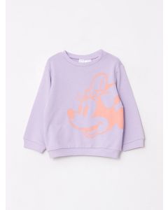 Crew Neck Long Sleeve Minnie Mouse Printed Baby Girl Sweatshirt