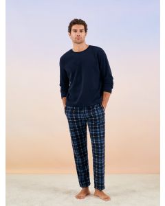 Standard Pattern Plaid Fleece Men's Pajamas Set