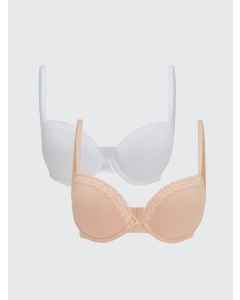 Underwire Unfilled Lace Detailed T-Shirt Bra 2-Pack