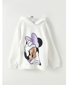 Hooded Minnie Mouse Printed Long Sleeve Girl Sweatshirt