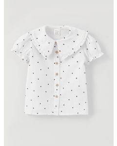 Bebe Collar Short Sleeve Printed Baby Girl Shirt