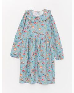 Bebe Collar Patterned Long Sleeve Girl Dress