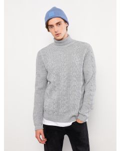 Turtleneck Long Sleeve Men's Tricot Sweater