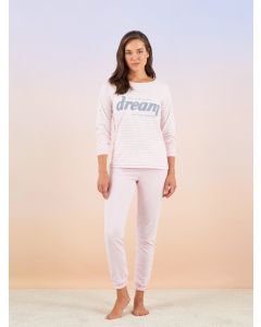 Crew Neck Printed Long Sleeve Women's Pajama Set