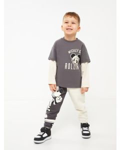 Mickey Mouse Printed Baby Boy Tracksuit Bottom With Elastic Waist