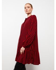 Crew Neck Plaid Long Sleeve Women's Tunic