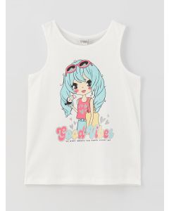 Crew Neck Printed Girl's Undershirt