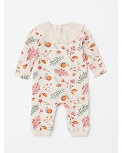 Bebe Collar Long Sleeve Patterned Baby Girl Jumpsuit