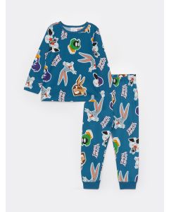 Crew Neck Long Sleeve Looney Tunes Printed Baby Boy Pajama Set