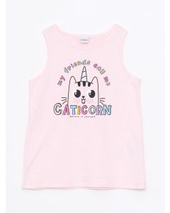 Crew Neck Printed Girl's Undershirt