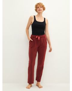 Elastic Waist Regular Pocket Detailed Velvet Women's Pajama Bottoms