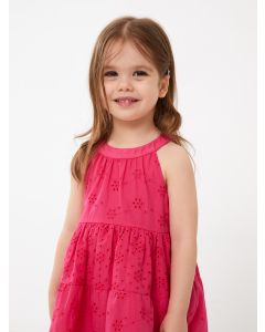 Crew Neck Embroidered Baby Girl Dress