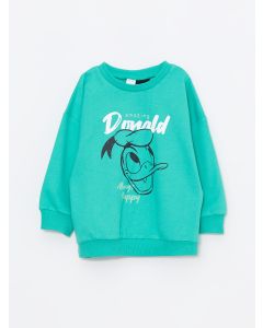 Crew Neck Long Sleeve Donald Duck Printed Baby Boy Sweatshirt