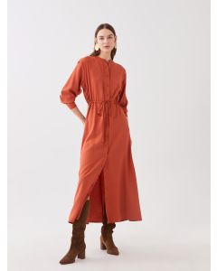 Grandad Collar Long Sleeved Women's Shirt Dress