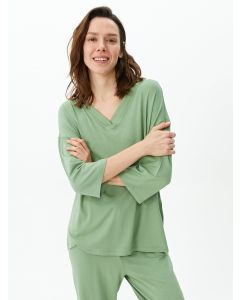 V-Neck Plain Women's Pajamas Set