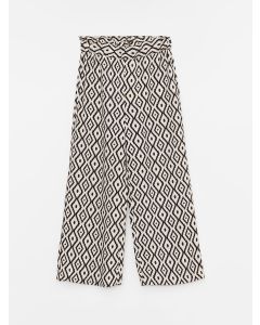 Wide Leg Viscose Girl Trousers With Elastic Waist Pattern