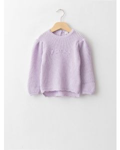 Crew Neck Long Sleeve Embroidery Detailed Baby Girl Knitwear Sweater