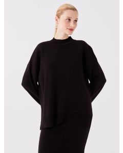 Half Turtleneck Plain Long Sleeve Oversize Women's Knitwear Sweater