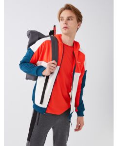 Hooded Long Sleeve Color Block Men's Sports Cardigan