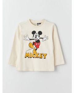 Crew Neck Long Sleeve Mickey Mouse Printed Baby Boy T-Shirt