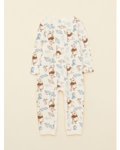 Crew Neck Long Sleeve Winnie the Pooh Printed Organic Cotton Baby Boy Jumpsuit