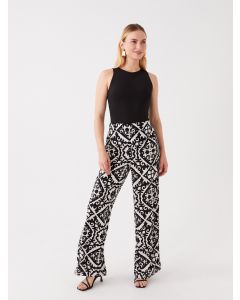 Women's Elastic Waist Patterned Palazzo Trousers