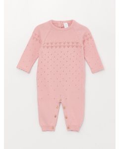 Crew Neck Patterned Baby Girl Knitwear Jumpsuit 2-Pack