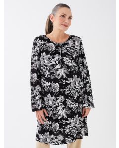 Tie Collar Floral Long Sleeve Women's Tunic