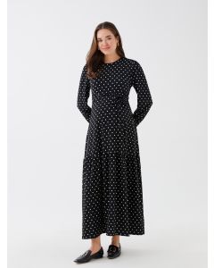 Crew Neck Polka Dot Long Sleeve Maternity Dress