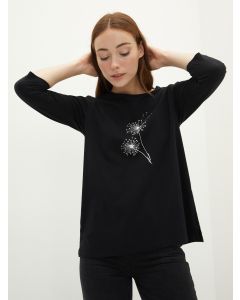 Crew Neck Printed Cotton Women's T-Shirt