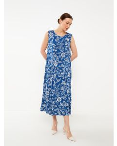 Crew Neck Patterned A-Line Women's Dress