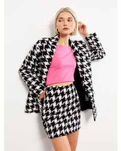 Houndstooth Patterned Mini Women's Skirt