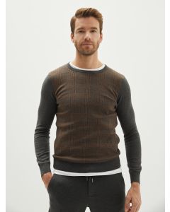 Crew Neck Long Sleeve Men's Tricot Sweater