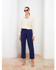 Women's Elastic Waist Relaxed Fit Regular Trousers