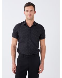 lim Fit Short Sleeve Patterned Men's Shirt