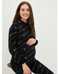 Printed Long-Sleeve Maternity Hoodie