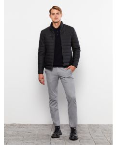 Slim Fit Turtle Neck Men's Faux Leather Jacket