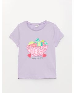 Crew Neck Printed Short Sleeve Girl T-shirt