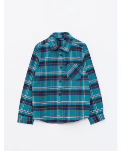 Plaid Long Sleeve Gabardine Boy Shirt