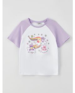 Crew Neck Printed Short Sleeve Girl T-shirt