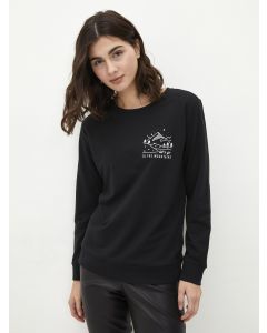 Crew Neck Printed Long Sleeve Women's Sweatshirt